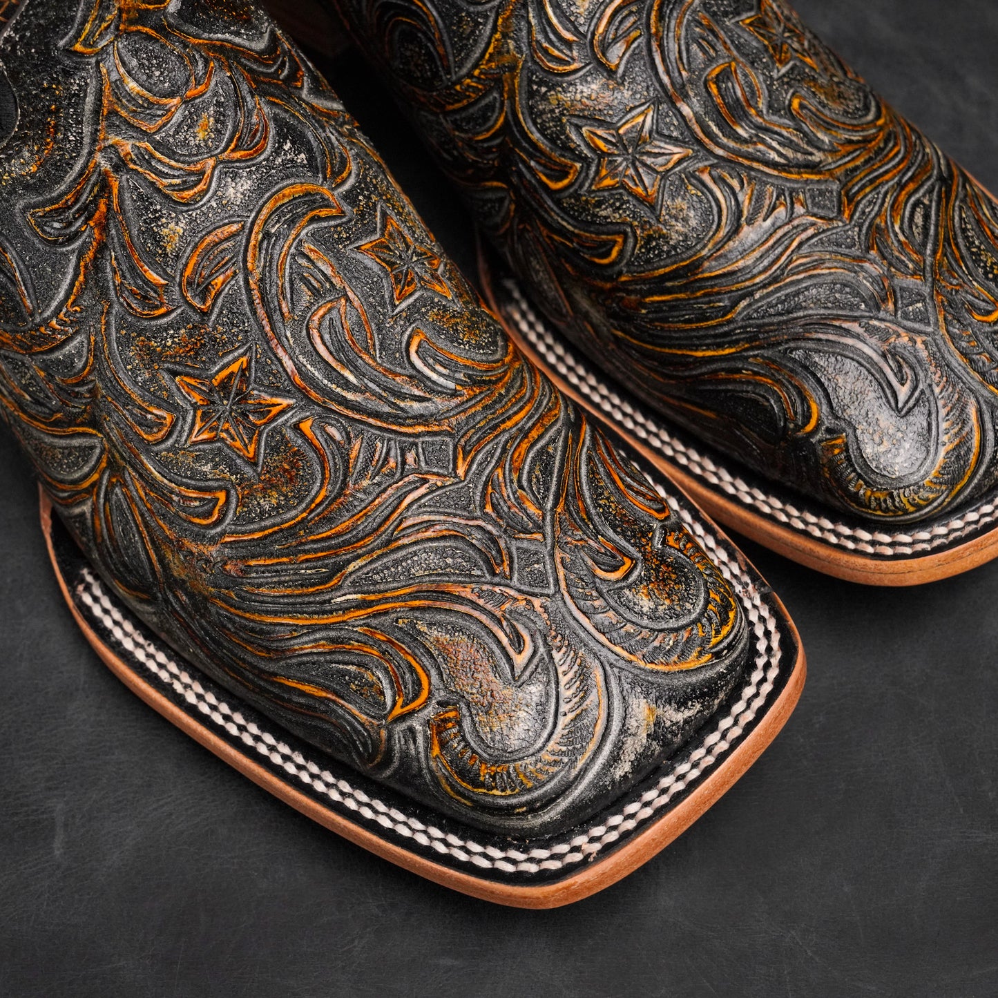Honey Hand Tooled Square Toe Boots™