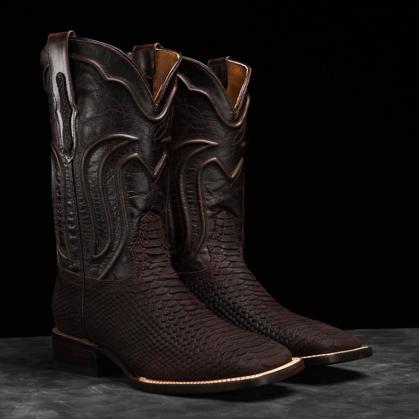 Matte Brown Python – Square Toe